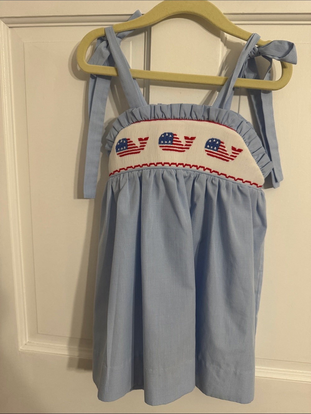 Light Blue Girls' Smocked 24 Months Whale Sundress with Tie Straps